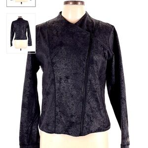 New Balance Studio Bomber Moto Asymmetrical faux leather jacket size L black